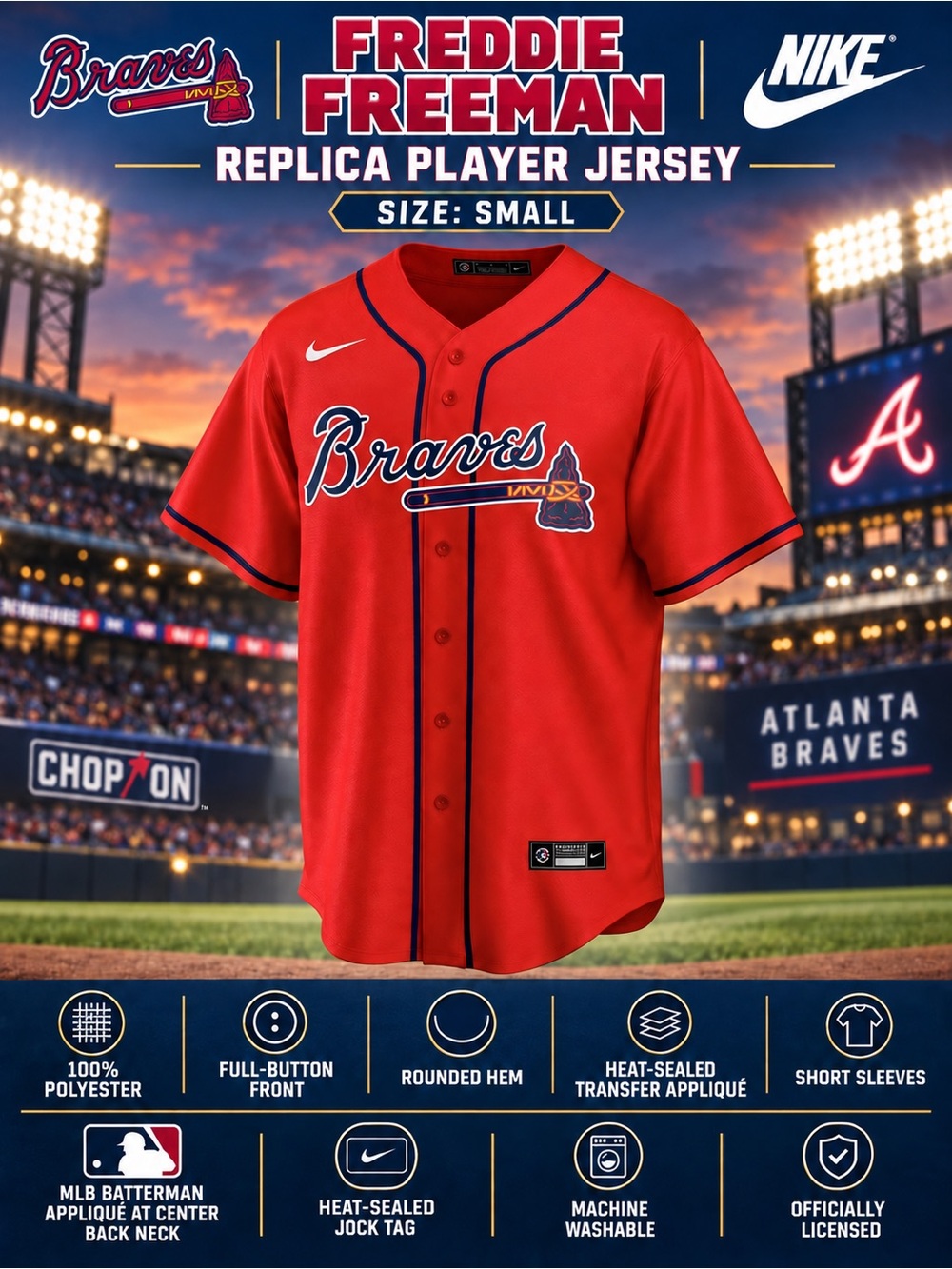 Nike Freddie Freeman Replica Player Jersey NEW